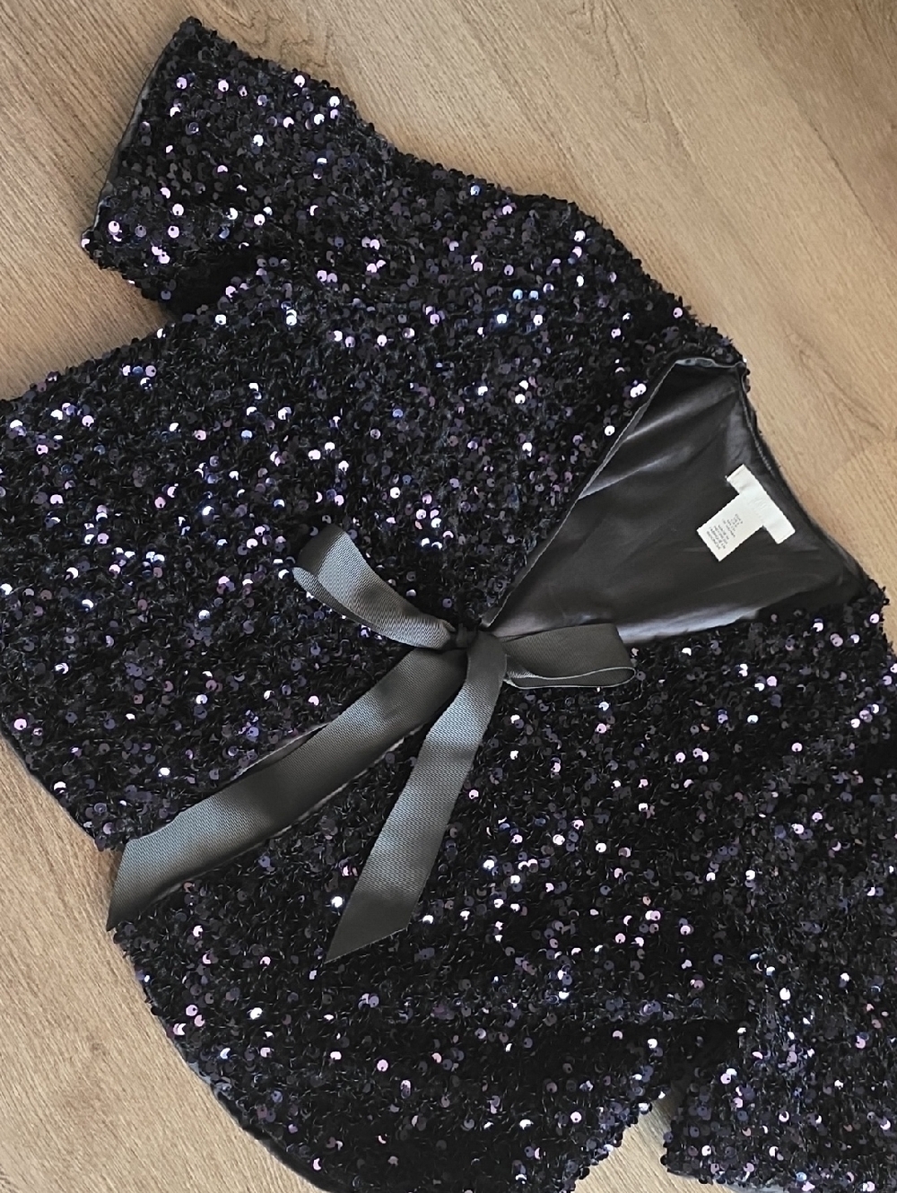 H&M Black Satin-Look Top with Tag Detail